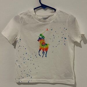 Ralph Lauren Boys White Kids T-Shirt with Colorful Logo